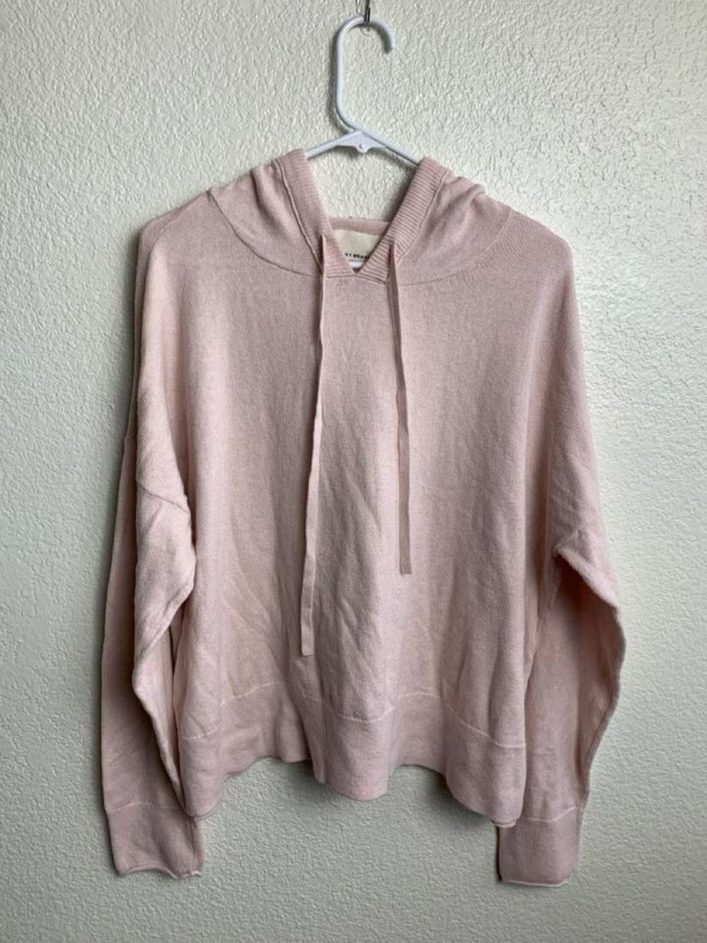 Lucky Brand Pink Cashmere Blend Sweater Hoodie Women's XL Soft Drop Shoulder